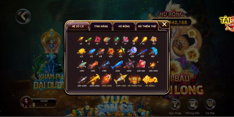 Bắn Cá Ăn Xu - Thử Thách, Chiến Thuật Và Phần Thưởng Giá Trị 4 Bảng thưởng các loài trong bắn cá ăn xu